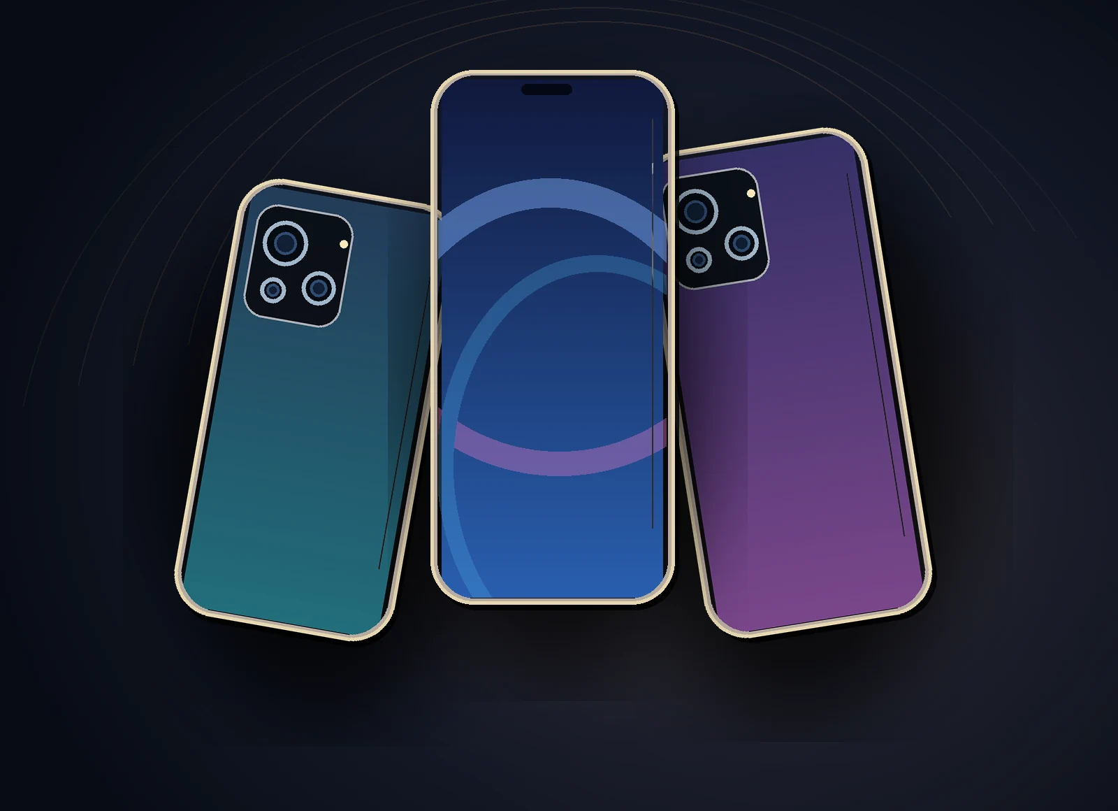 Illustrative arrangement of contemporary smartphones, not specific products or current stock